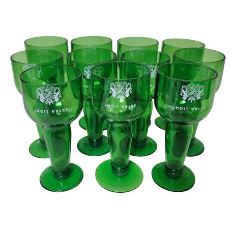Recycled Green Glass Beer Bottle Wine Glasses - Set of 11