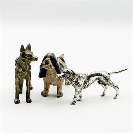 Lot of Three Vintage Metal Dog Figurines
