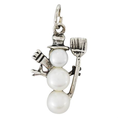 Signed Silpada Sterling Silver Genuine Freshwater Pearl Snowman Pendant