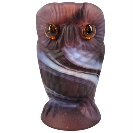 Vintage Imperial Purple Slag Glass Owl Double-Sided Sugar Bowl