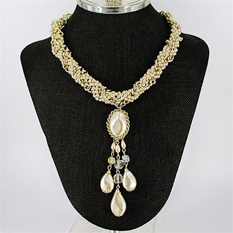 VTG Faux Pearl Statement Necklace ~ Japan