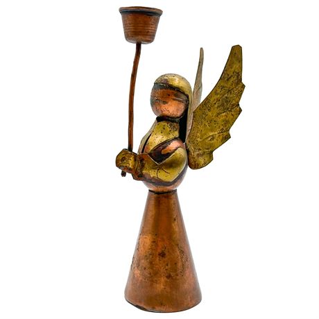 Vintage Copper & Brass Angel Candlestick