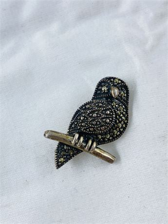 Vtg Sterling Owl Pin
