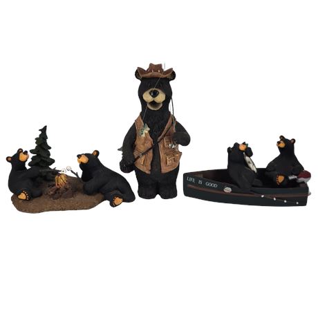 Bearfoots - "Campfire Memories" & "SS Goodlife" / Fishing Bear Figurines