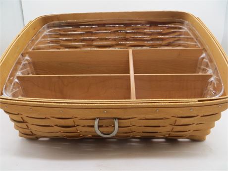 LONGABERGER DESKTOP BASKET W/WOOD DIVIDED INSERT