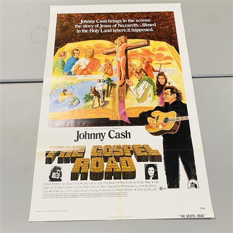 Original 1973 Johnny Cash Gospel Road Movie Poster