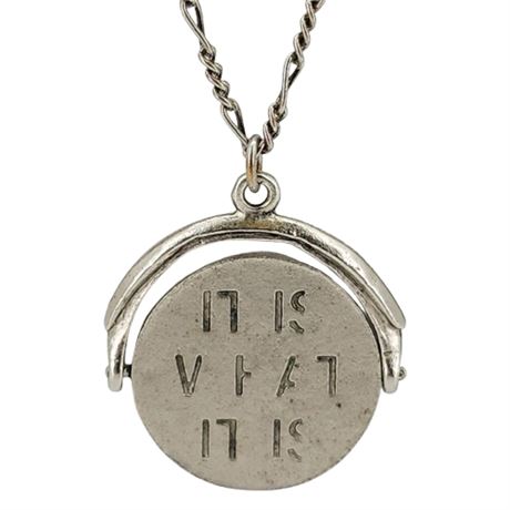 Vintage Inspired Thaumatrope Spinner "IT IS WHAT IT IS" Pendant Necklace