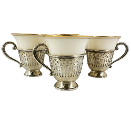 Lot of Vintage Lenox Sterling Silver Demitasse Cups
