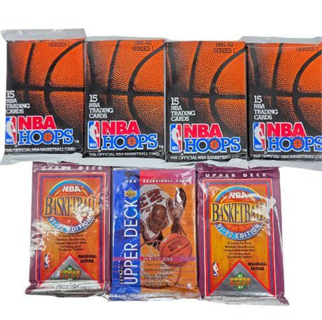 Lot of NBA Basketball Cards, 1991 & 1993 Upper Deck, 1991 NBA Hoops