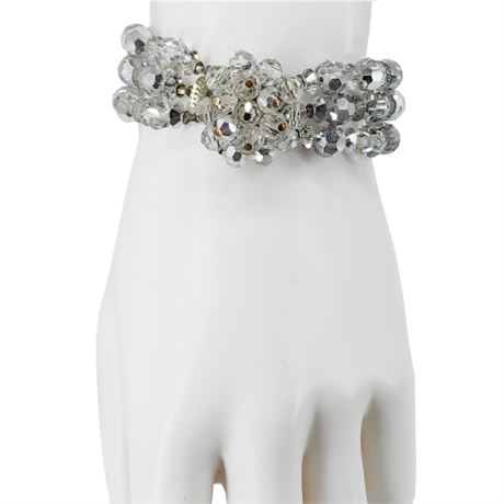 Vintage 3-Strand Faceted Crystal Beaded Bracelet
