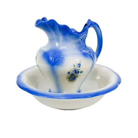Vintage Ceramic Washbowl & Pitcher