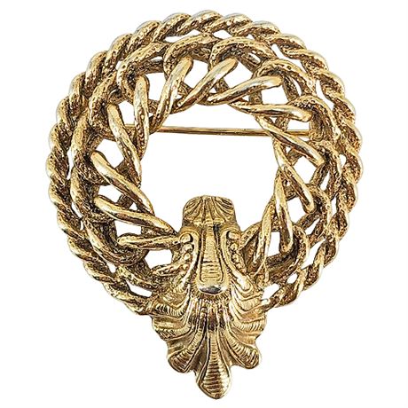 Vintage Gold Tone Chain Link Doorknocker Brooch