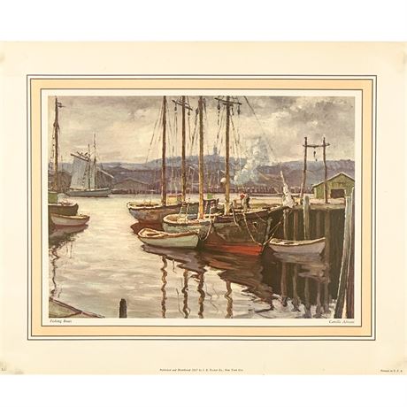 Print of the Painting "Fishing Boats" by Camille Adriani
