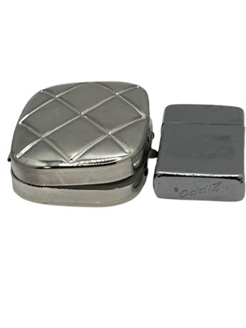 Small metal pill box and zippo lighter lot