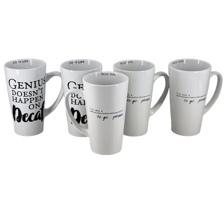 Sweet Bird & Co. "Genius Doesn't Happen on Decaf" / "To Go, Please" Coffee Mugs