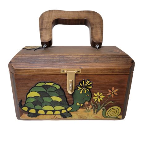 1960s Wooden Box Turtle & Snail Purse