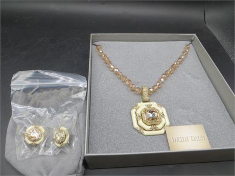 Heidi Daus Crystal Beaded Necklace & Earrings NIB
