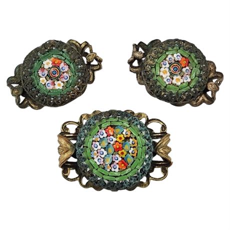 Vintage Italian Micro Mosaic Floral Jewelry Pieces