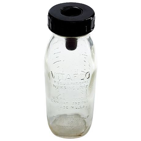 Vintage Vitaflo Embossed Glass Baby Bottle