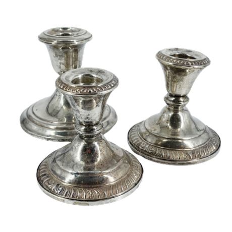 Trio of Sterling Silver Candlesticks