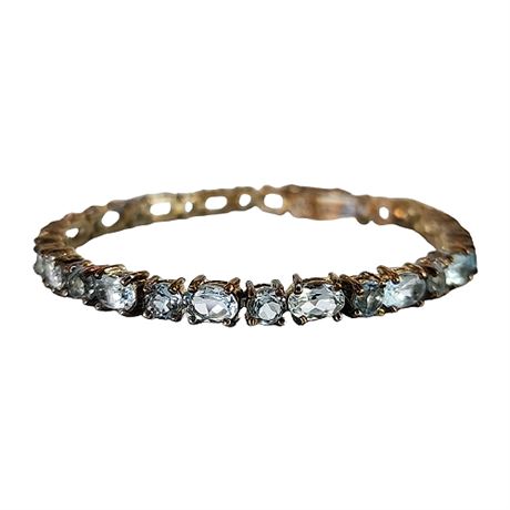 Dee Berkley Jewelry Sterling Silver Gold Vermeil Aquamarine Tennis Bracelet