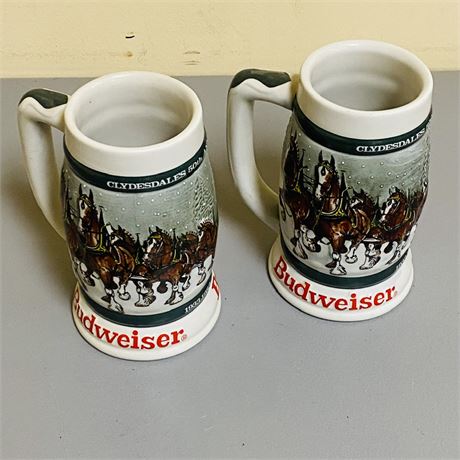 2 Budewiser Holiday Steins
