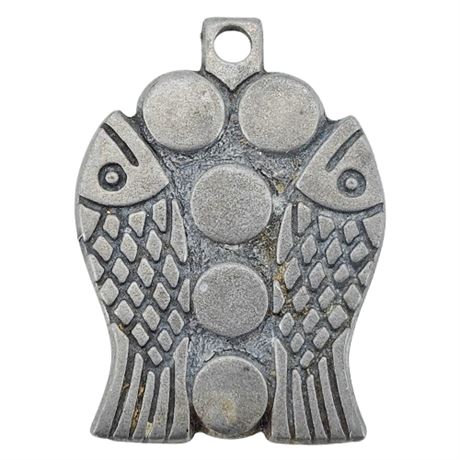 Vintage TERRA SANCTA GUILD Fish & Loaves Pewter Pendant