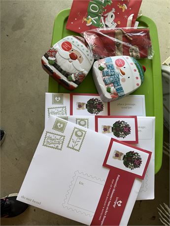 NEW Tins & 3 Poinsettia Trees