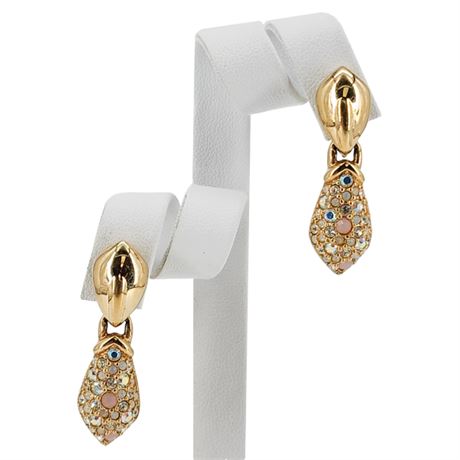 Vintage SWAROVSKI Pavé Set Aurora Borealis Crystal Clip Earrings