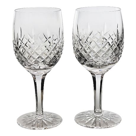 Pair Vintage Astral "Mira" Cut Crystal Claret Wine Glasses