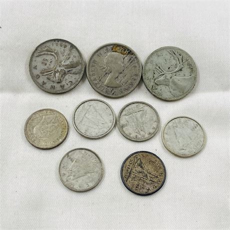 Canadian Silver Dimes + Quarters