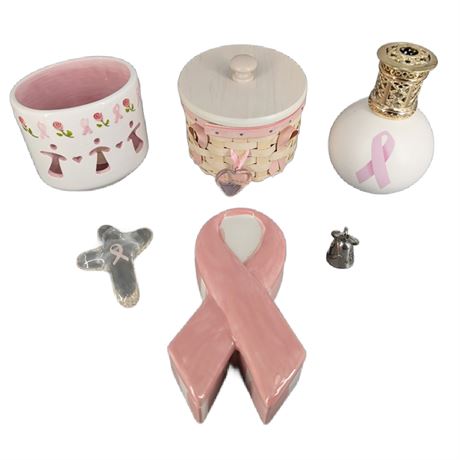 Lot Breast Cancer Awareness Figurines and Items