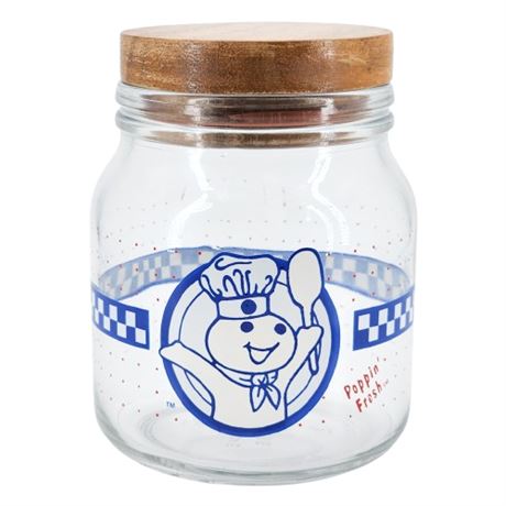 Vintage Anchor Hocking Pillsbury Doughboy Class Canister w/ Wooden Lid