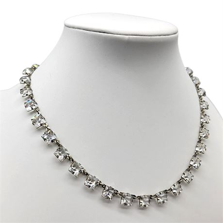 Vintage Art Deco Clear Crystal Riviere Necklace