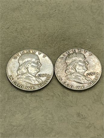 Two (2) 1959 Franklin Half Dollars