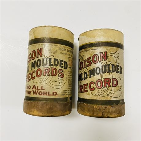 2 Antique Edison Wax Cylinder Photographs