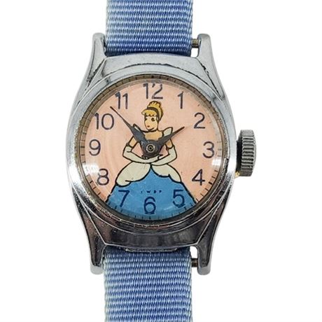 Vintage 60s US TIME Disney Cinderella Child's Mechanical Wrist Watch