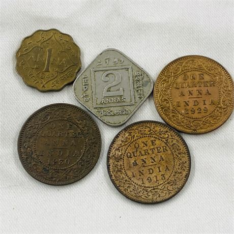 5 British India Coins