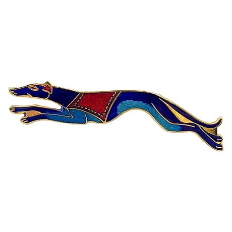 Vintage Enamel Greyhound Brooch