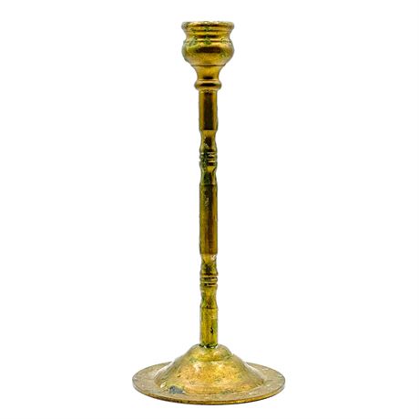 Vintage Etched Brass Candlestick Holder
