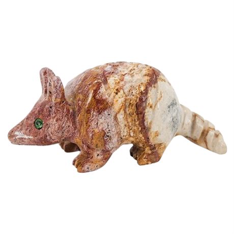 Vintage Natural Carved Stone Miniature Armadillo Figurine