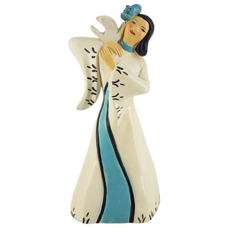Vintage Coventry Ware Hand Painted Chalkware Asian Lady Figurine