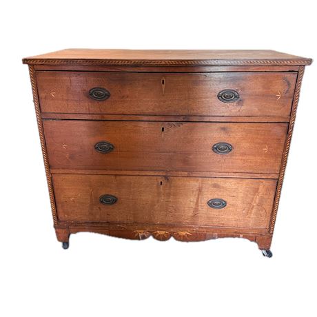 Antique Federal Style 3 Drawer Walnut Dresser