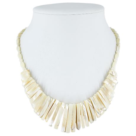 Vintage Mother of Pearl Graduated Bars Bib Necklace