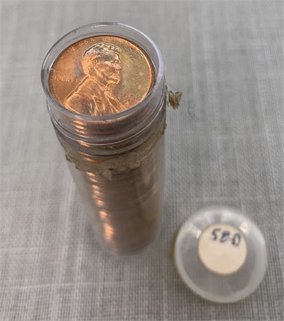 BU 1958 D Wheat Penny Coin Stack