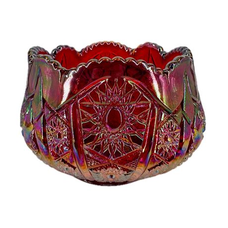Vintage Indiana Glass Heirloom Red Carnival Glass Rose Bowl