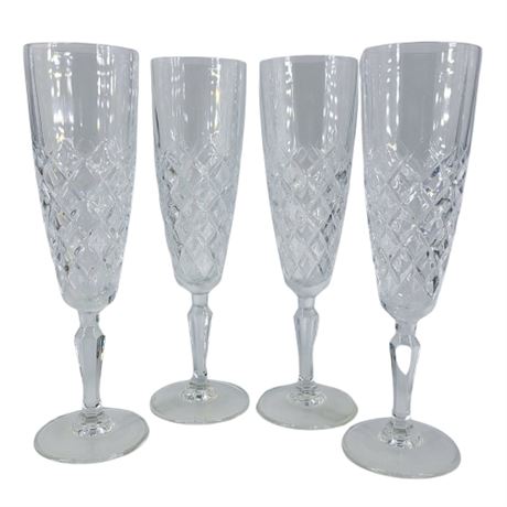 Lot of 4 Crystal D'Arques Durand Dauphine Champagne Flutes