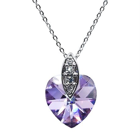 Signed Joan Rivers Purple Aurora Borealis Heart Necklace