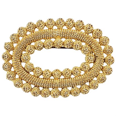 Vintage Matte Gold Tone Oval Rope Twist Brooch