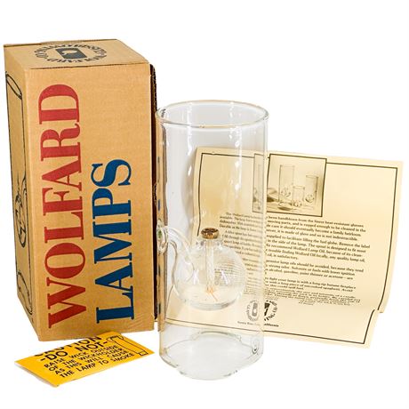 Vintage Wolfard 9" Hand Blown Oil Lamp with Original Box